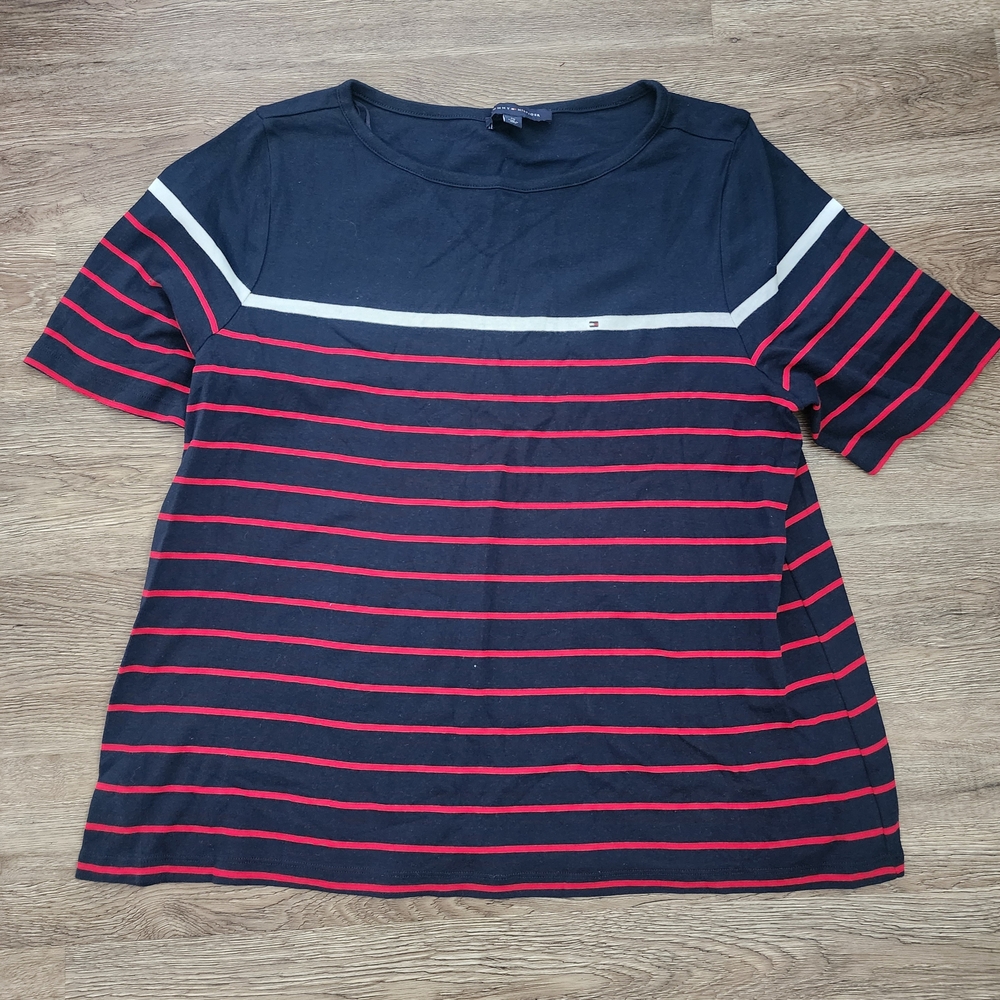 Tommy Hilfiger Women's Top with Red and White Stripes
